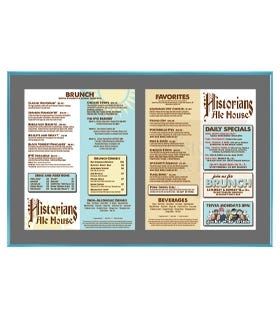 Menu SwingFrame with Turquoise Frame with Gray Mat Closed