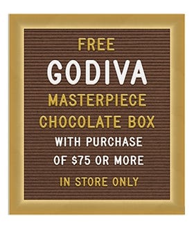 Brown Felt Letterboard with Godiva message in Different Colored Letters