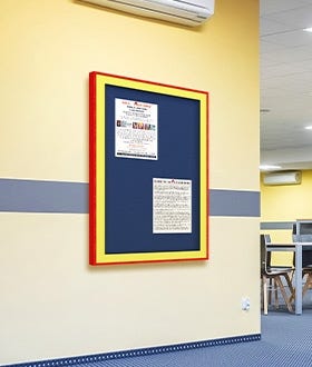 Colorful Metal 117 Cork Board SwingFrame with Matboard in Environment