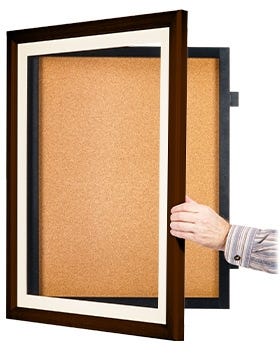 Wood 353 Cork Board SwingFrame with Matboard - Open with Hand