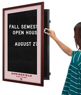 Letterboard SwingFrame with Bottom Label on Matboard - Open with Hand