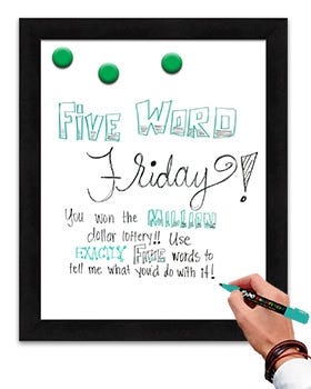 Wood framed magnetic dry erase marker board