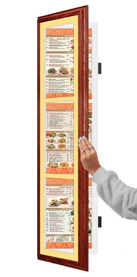 Menu SwingFrame with Cherry Wood Frame and Yellow Mat - Open