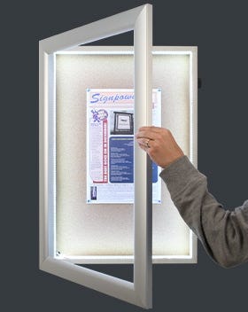 SwingFrame Shadowbox with Cork and LEDs - Open with Hand