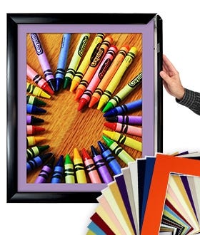 Designer Black Snap Frames with Colorful Matboards in Purple Border