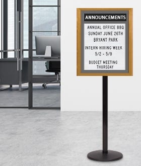 Letter Board SwingStand With Header Single Sided on Black Post -Environment